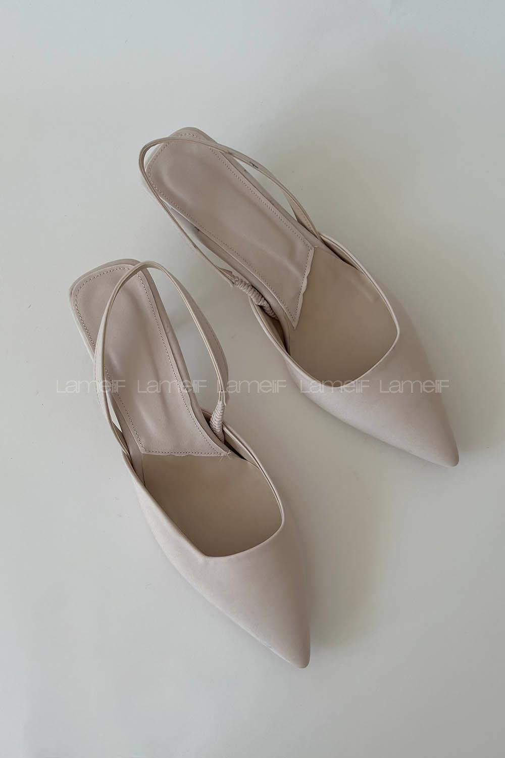 Beige Heeled Fabric Shoes