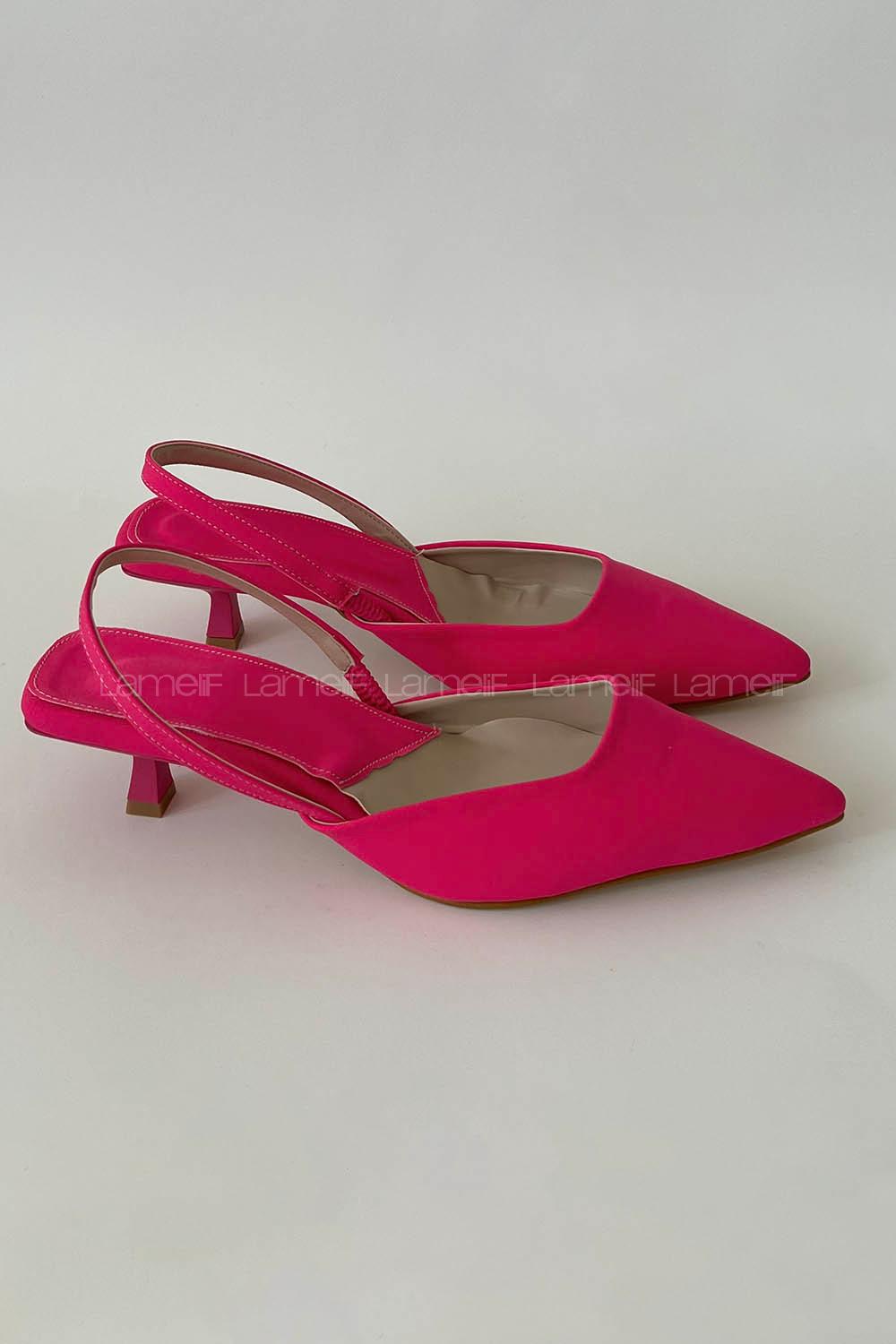 Fuchsia Heeled Fabric Shoes