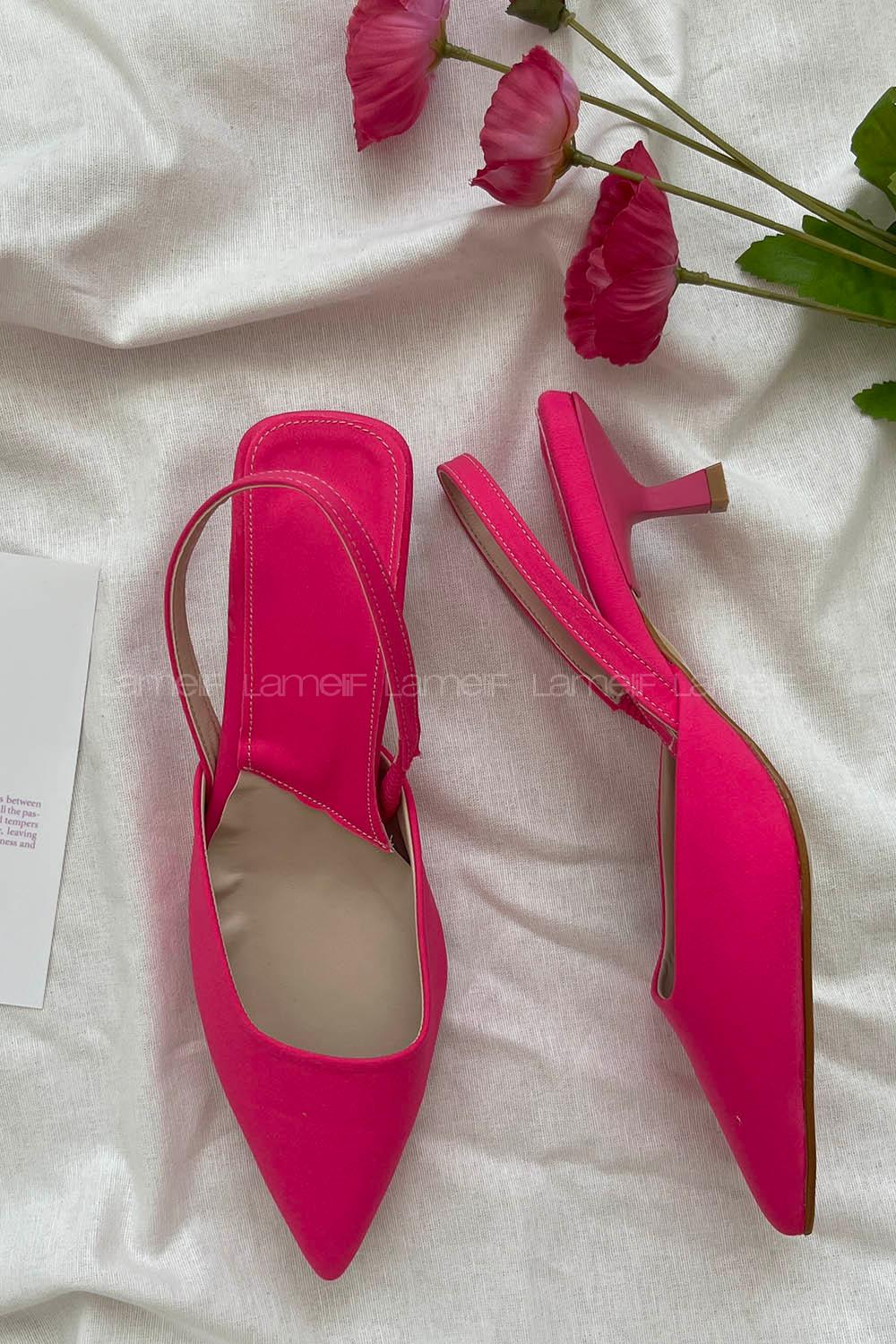 Fuchsia Heeled Fabric Shoes