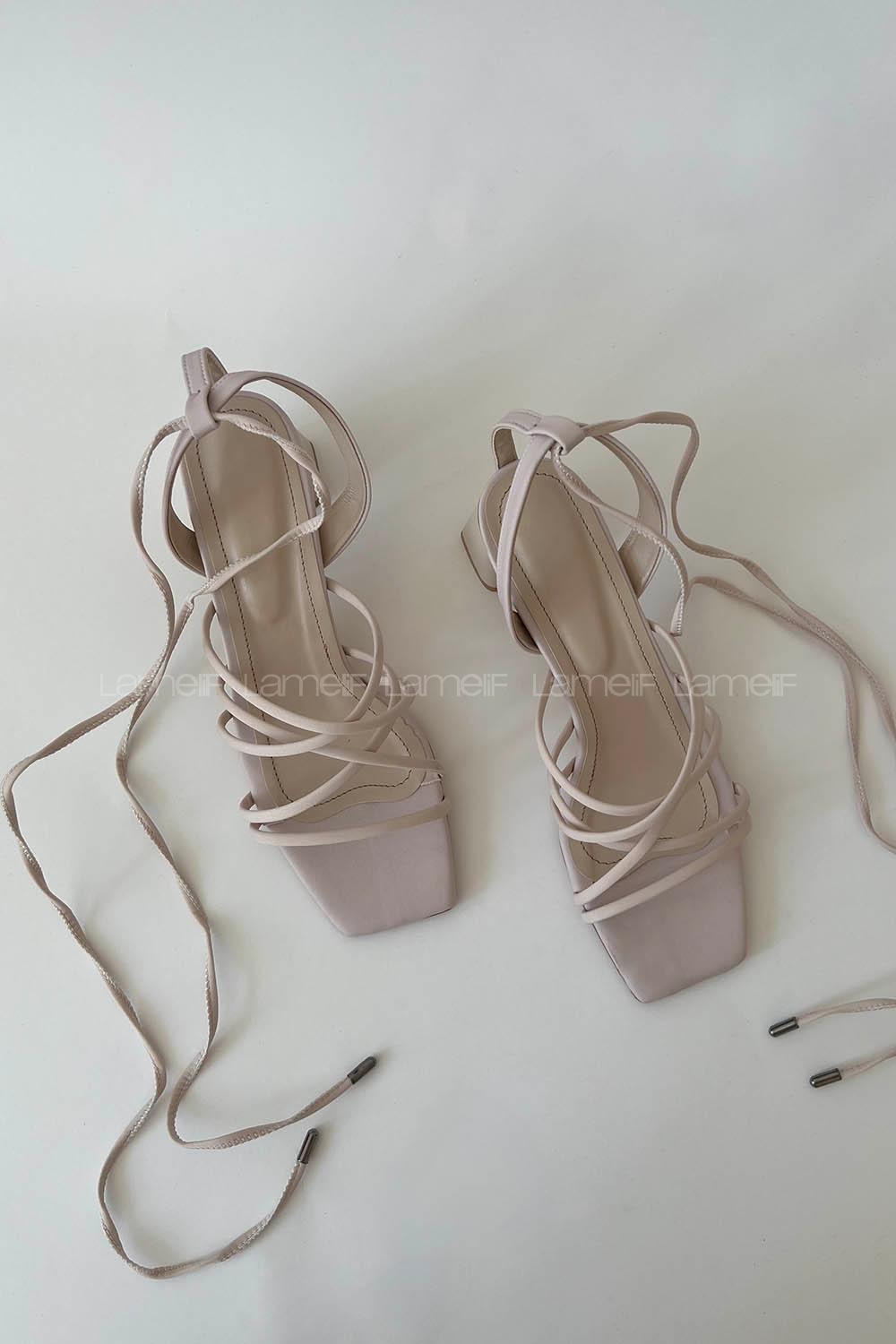Beige Heeled Fabric Shoes