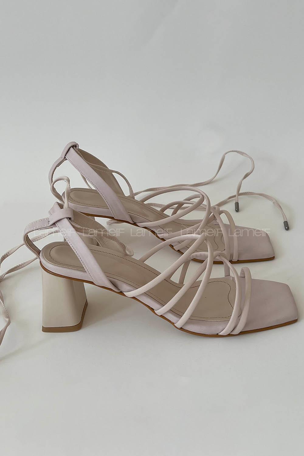 Beige Heeled Fabric Shoes