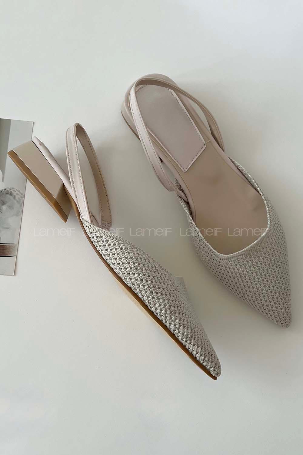Beige Heeled Babet Shoes