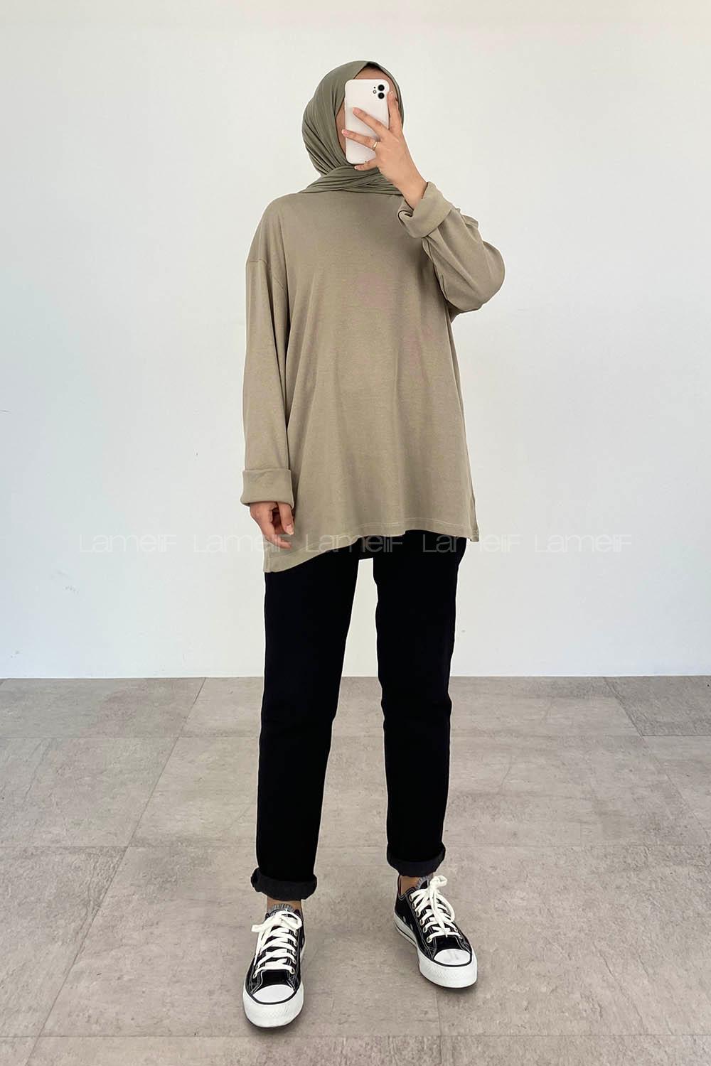 Mint Green Crew Neck Long Arm Unprinted Sweatshirt