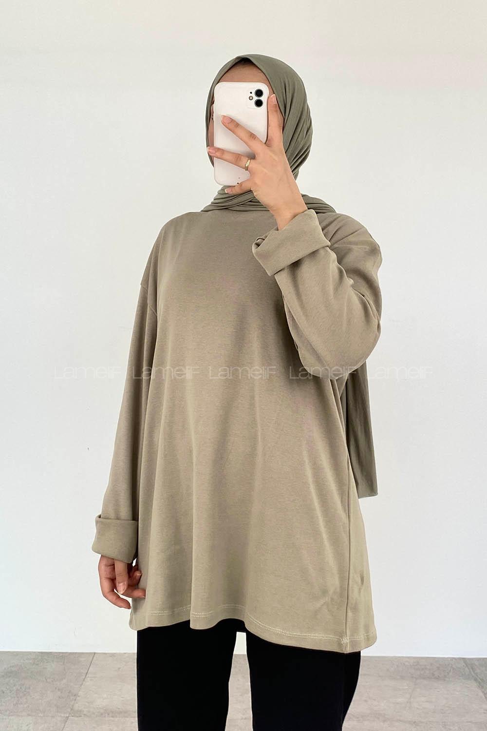 Mint Green Crew Neck Long Arm Unprinted Sweatshirt