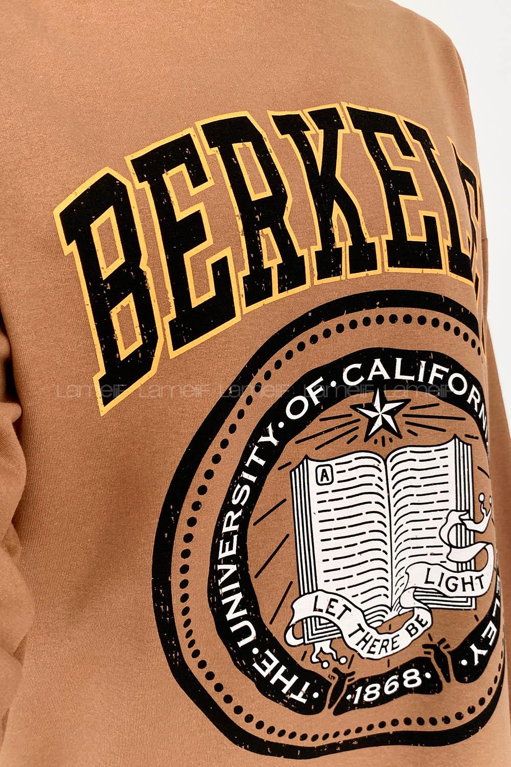 Modalamelif Bisiklet Yaka Berkeley Yazı Baskılı Sütlü Kahve