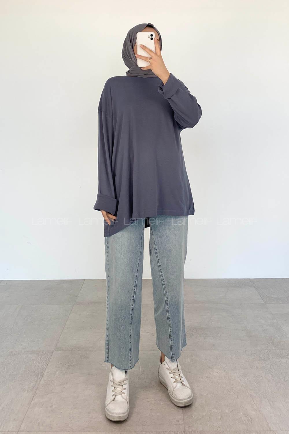 Anthracite Crew Neck Long Arm Unprinted Sweatshirt