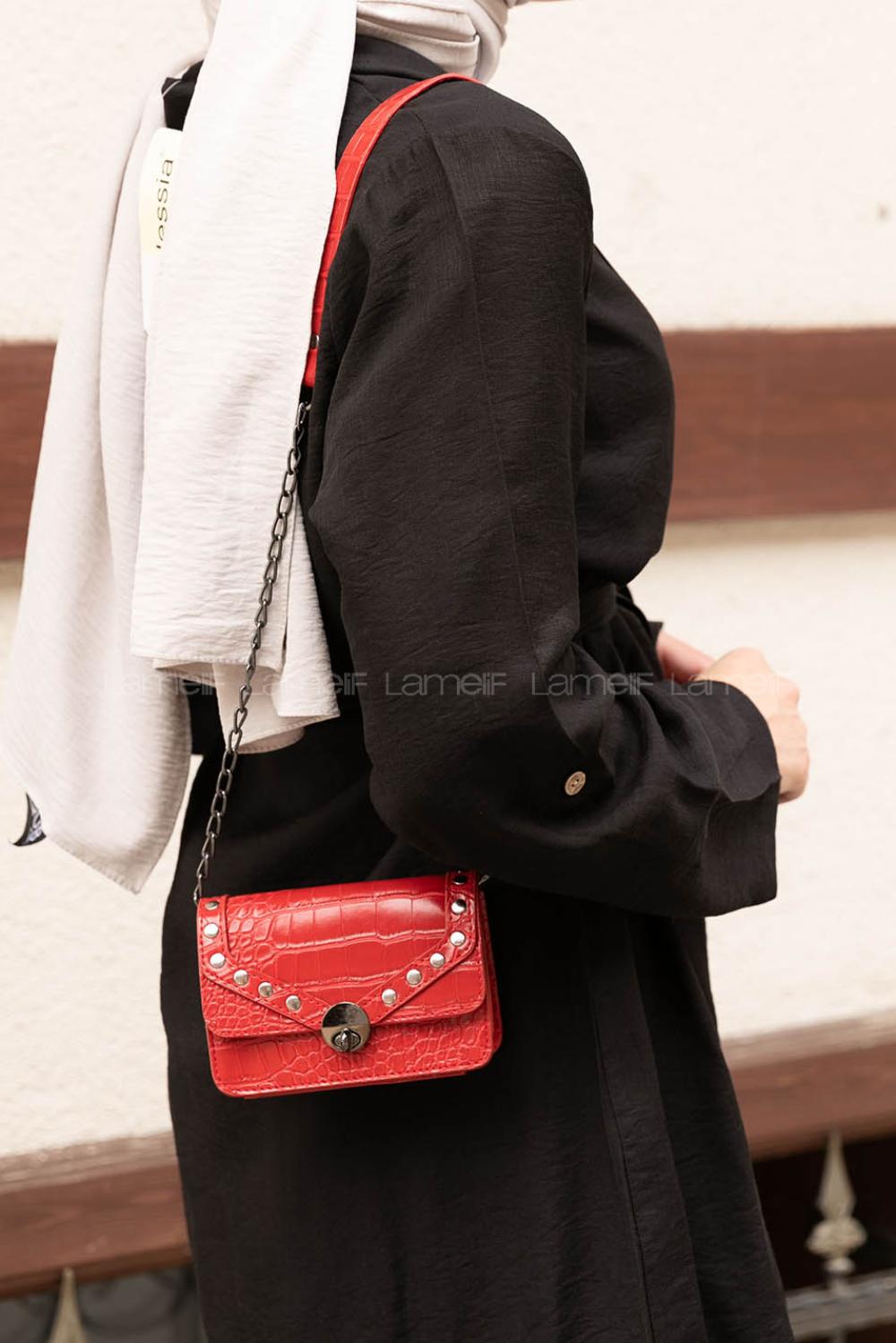 Red Buckle Skin Hand Bag Bag