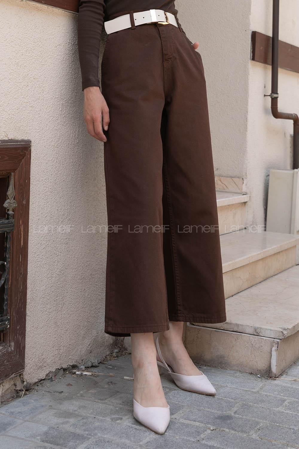 Bitter Brown Denim Normal Waist Pants