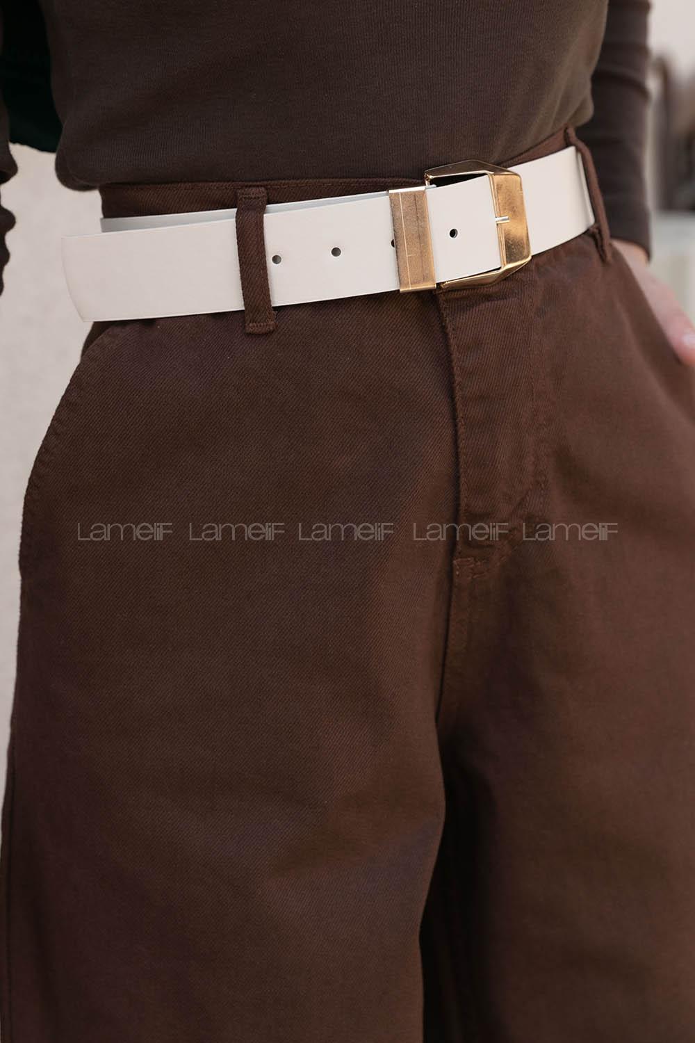 Bitter Brown Denim Normal Waist Pants