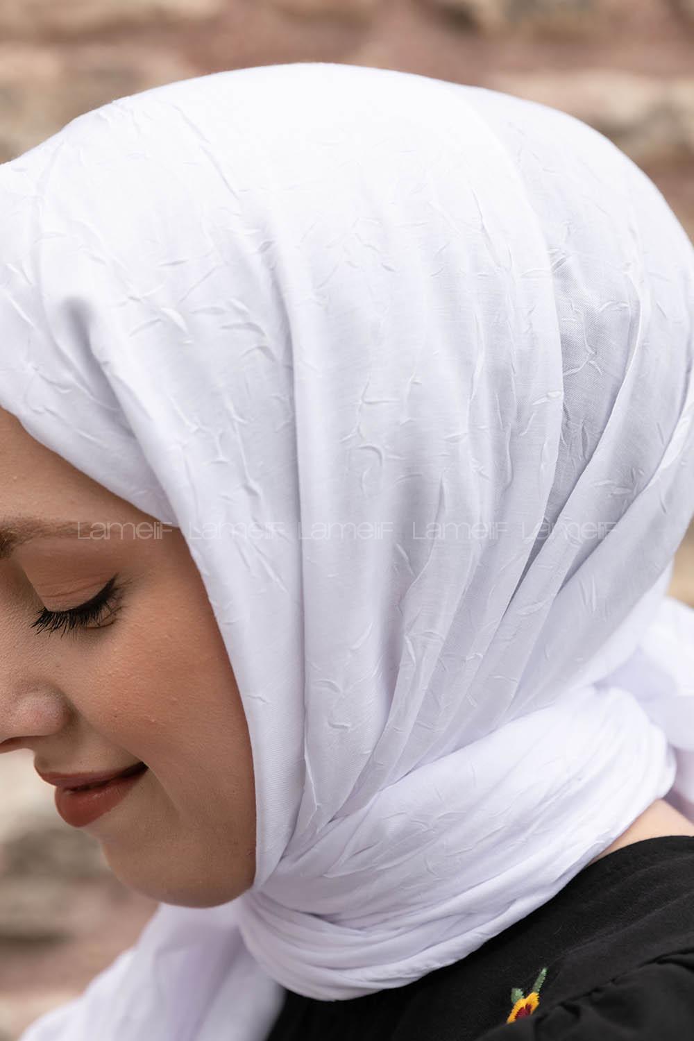 White Cotton Fabric Straight Shawl