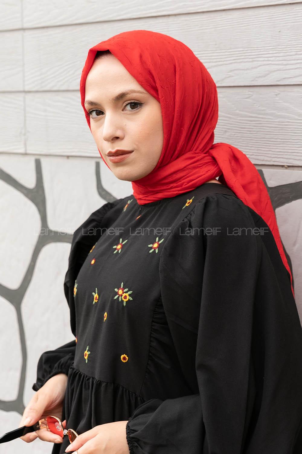 Lamelif Bambu Şal Kırmızı