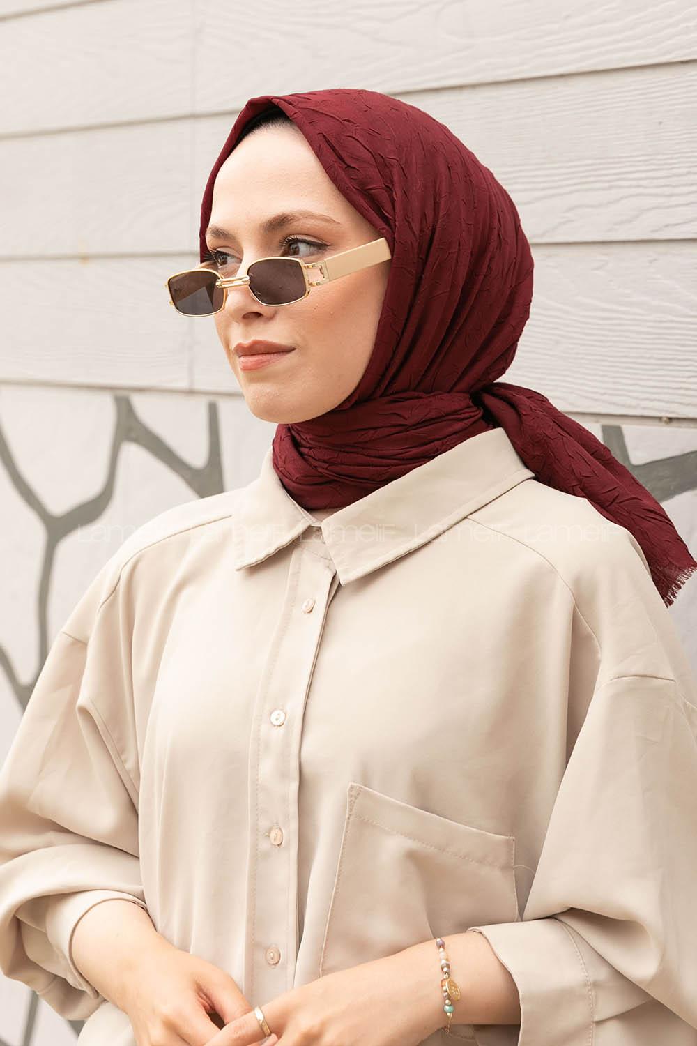 Lamelif Bambu Şal Koyu Bordo