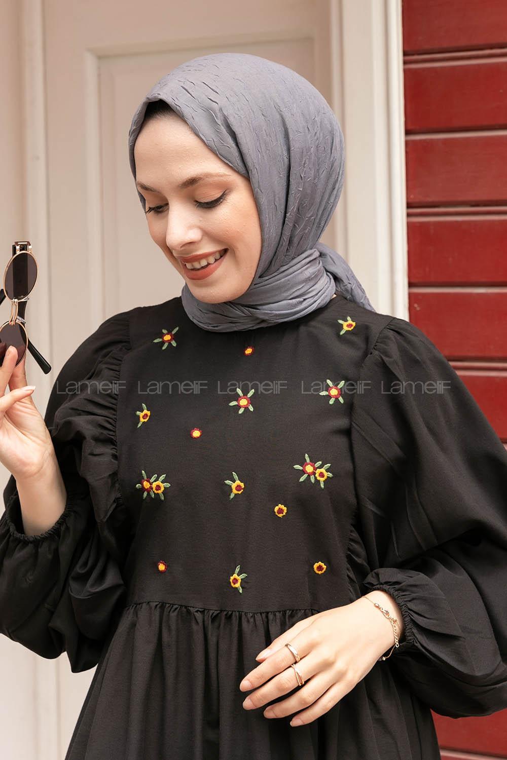 Lamelif Bambu Şal Koyu Gri