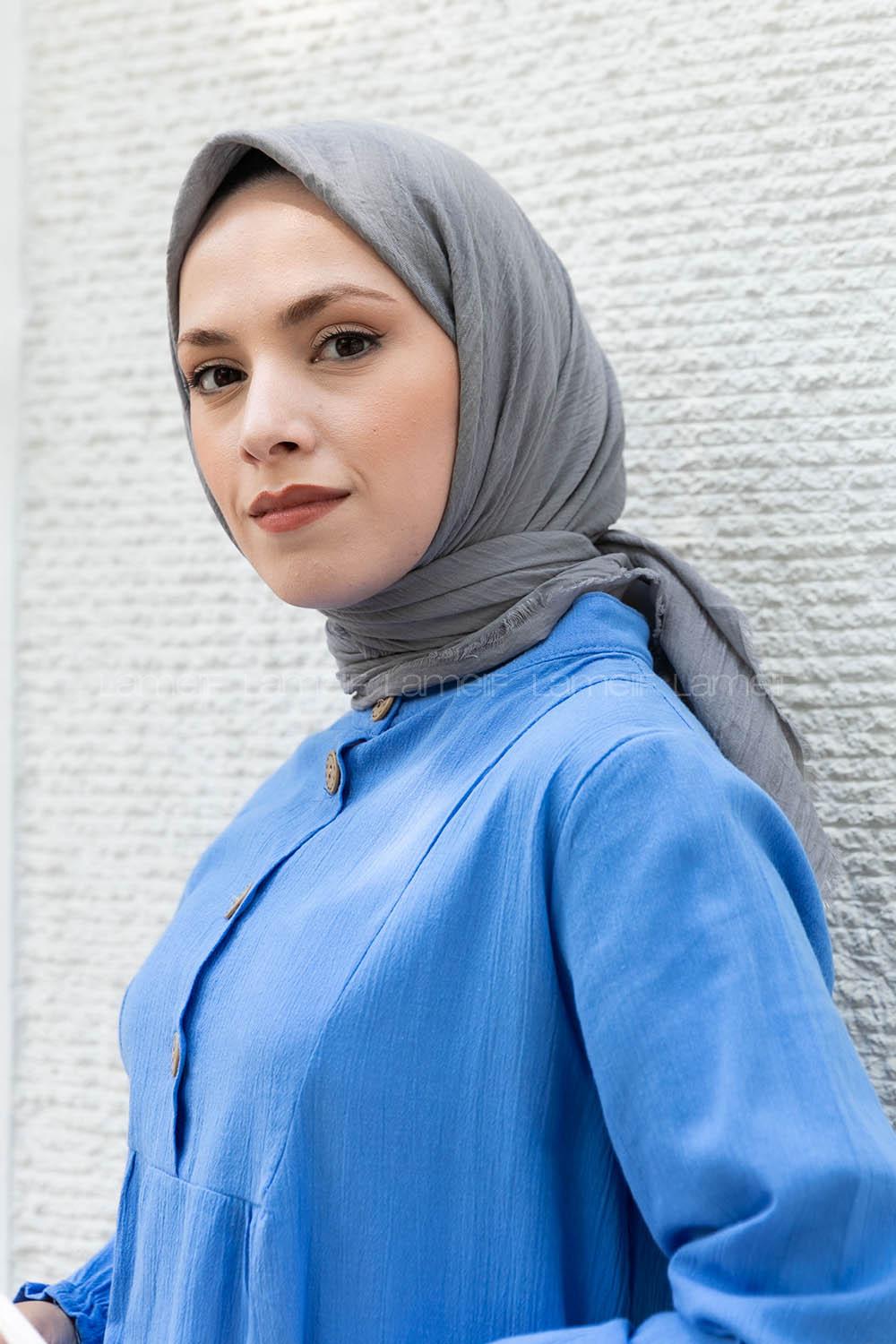 Lamelif Ayrobin Pamuk Eşarp Füme