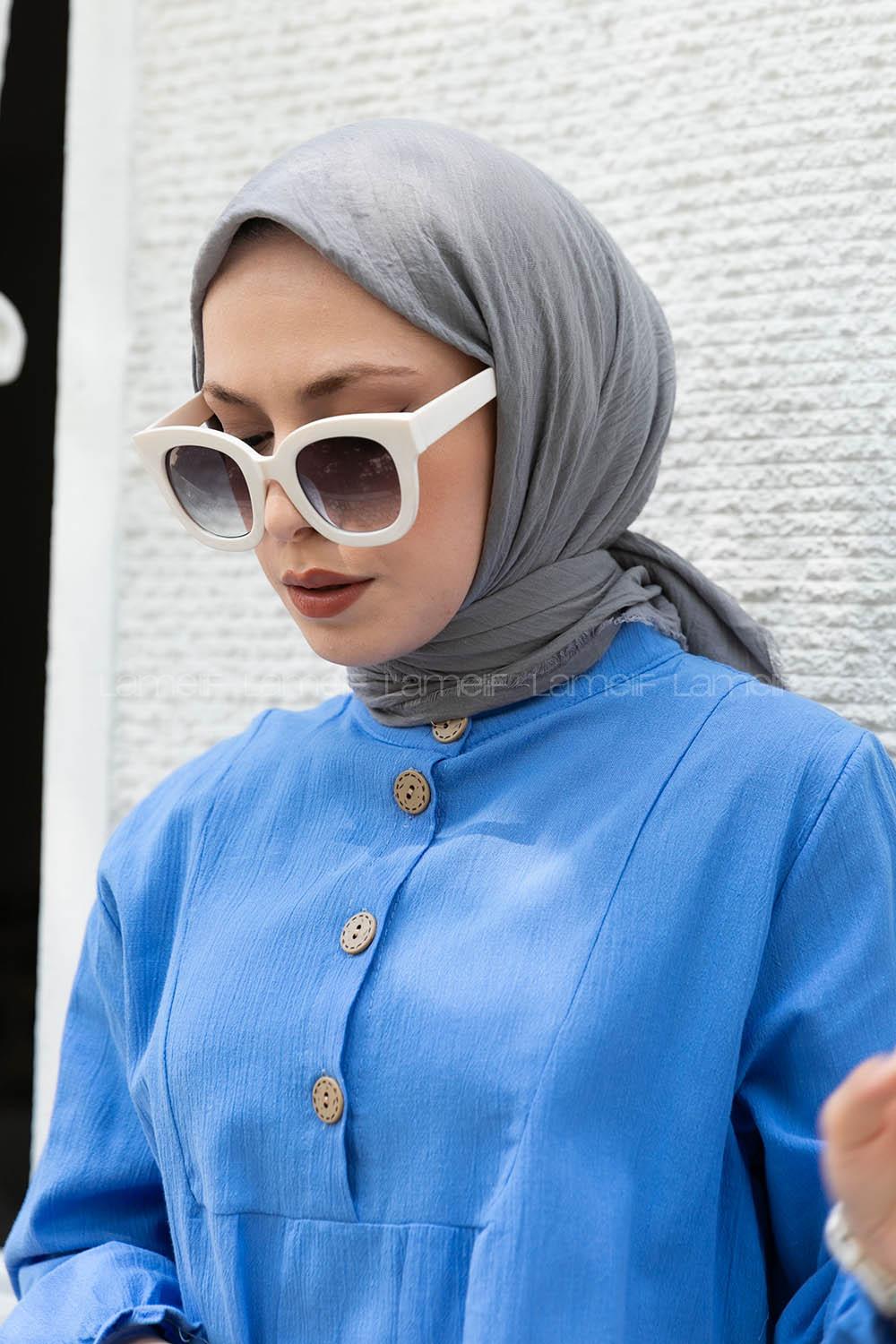 Lamelif Ayrobin Pamuk Eşarp Füme