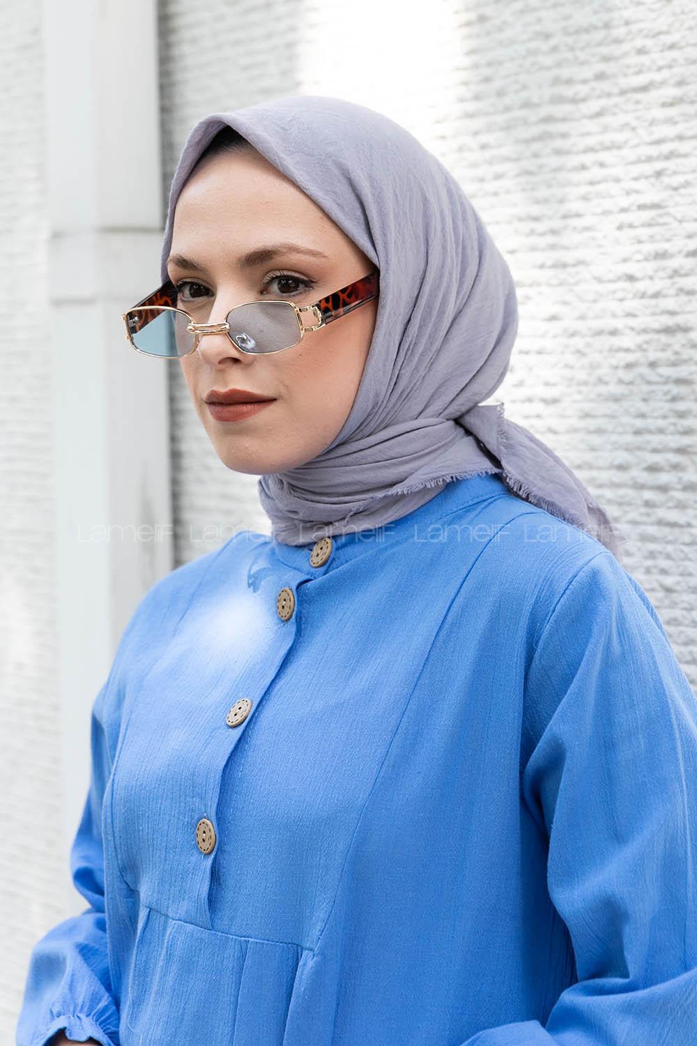 Lamelif Ayrobin Pamuk Eşarp Gri