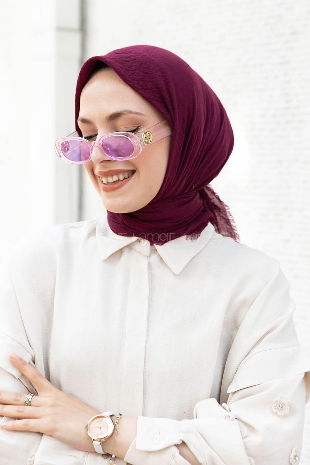 Modalamelif Ayrobin Pamuk Eşarp Mürdüm