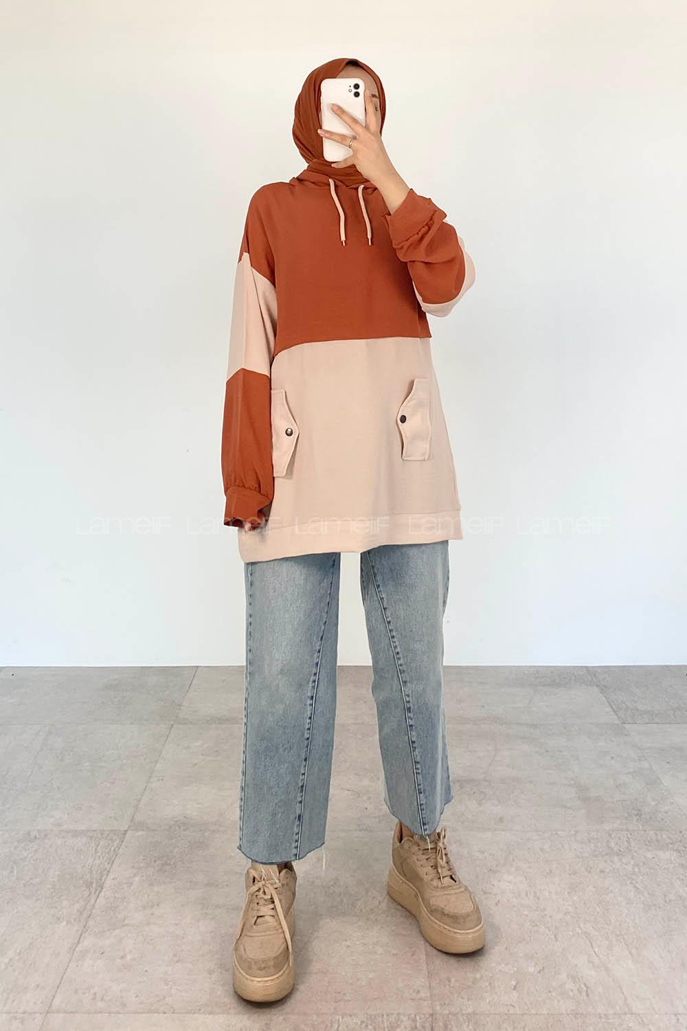 Tan Hood Neck Ayrobin Unprinted Tunic