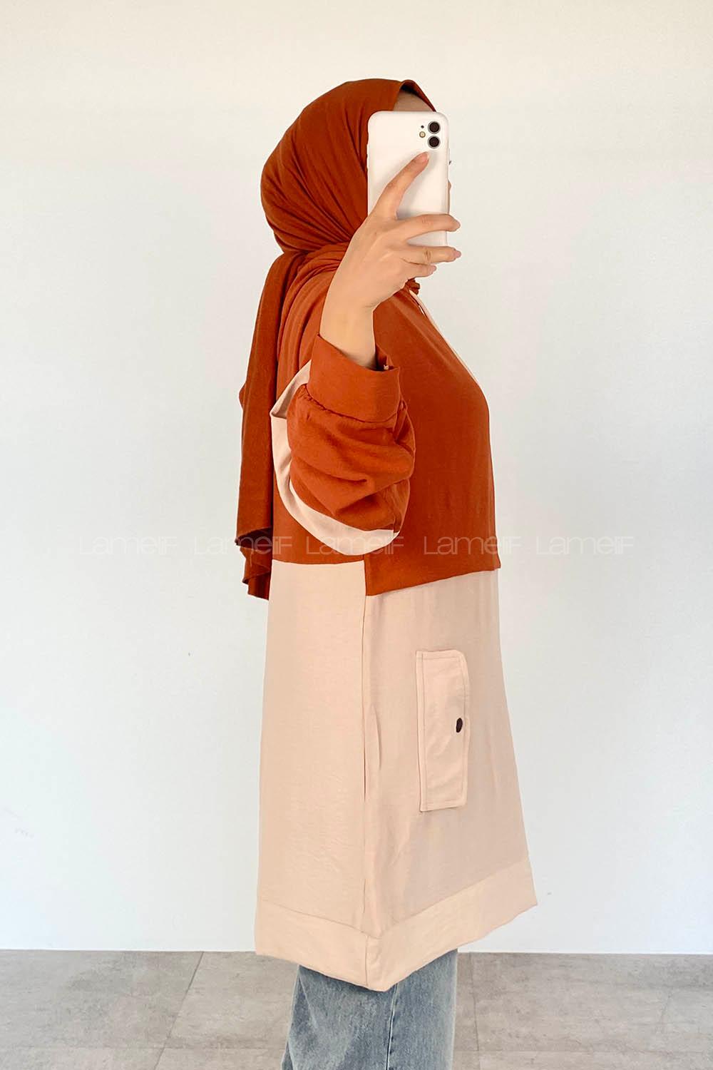 Tan Hood Neck Ayrobin Unprinted Tunic
