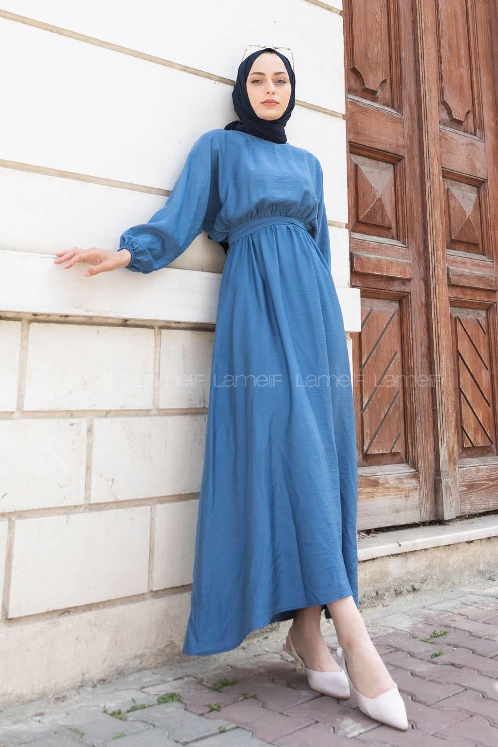 Modalamelif Mevlana Model Elbise İndigo