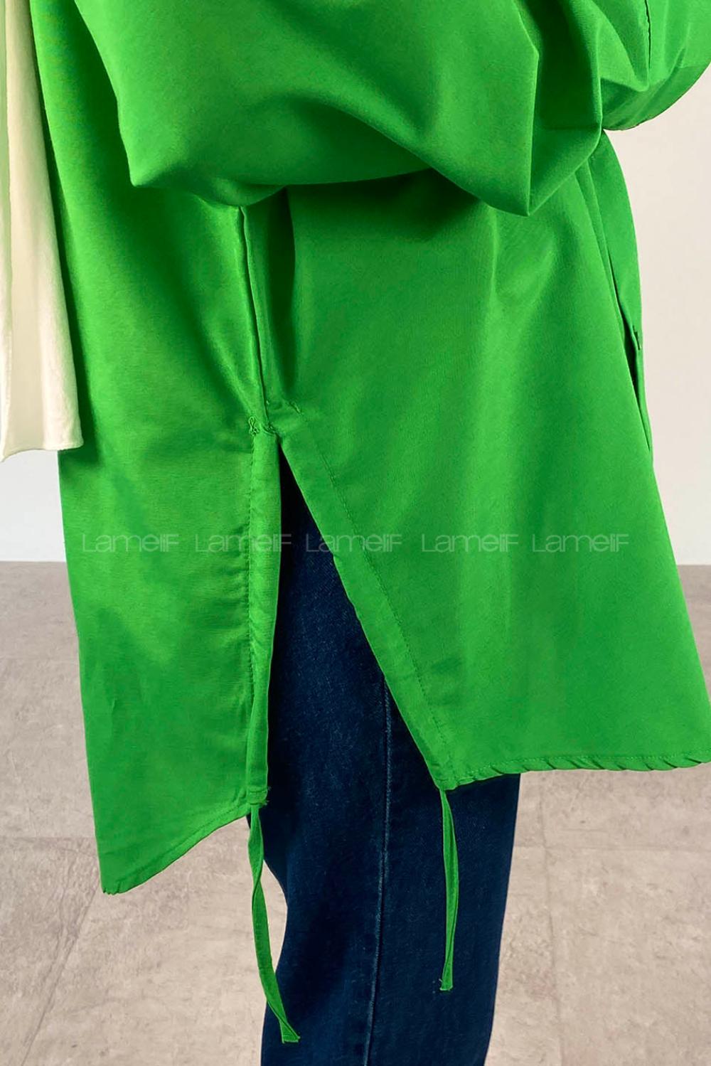 Green-2 Shirt Collar Long Arm Cotton Unprinted Shirt