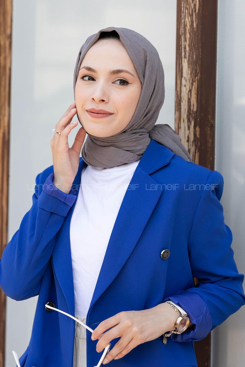 Gray Cotton Fabric Straight Shawl