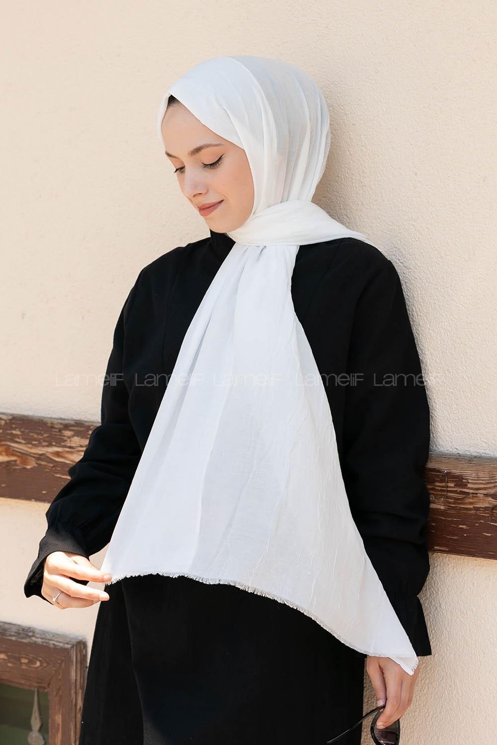 Lamelif Bambu Şal Kırık Beyaz