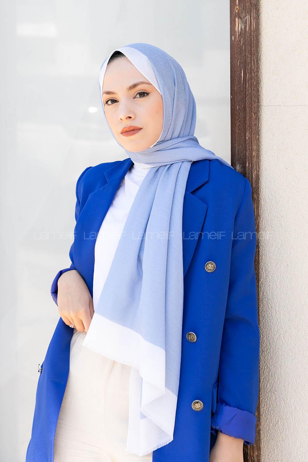 Modalamelif Bebe Mavisi-Ekru Monogram Şal