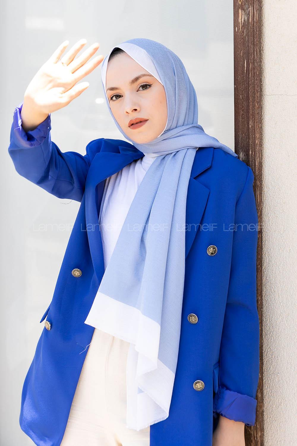 Modalamelif Bebe Mavisi-Ekru Monogram Şal