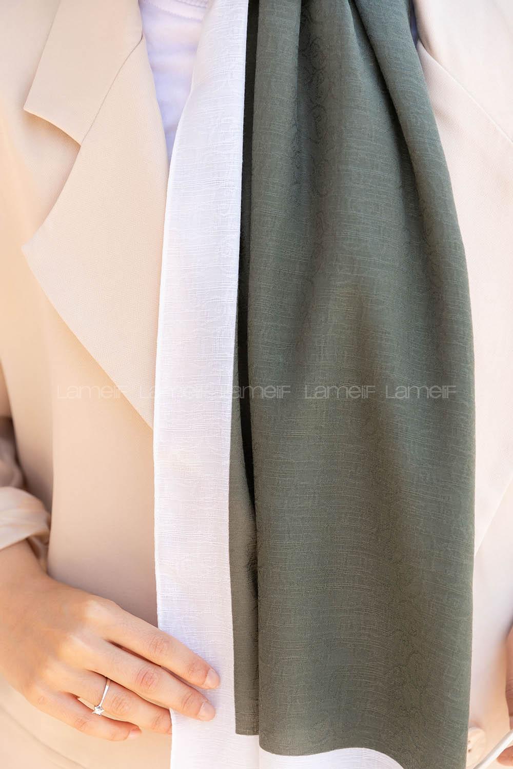 Modalamelif Çağla Yeşili  Ekru Monogram Şal