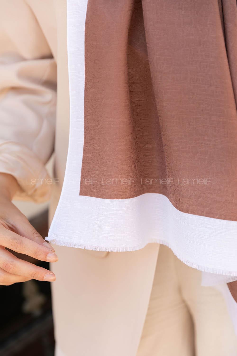 Modalamelif Fındık Kabuğu-Ekru Monogram Şal