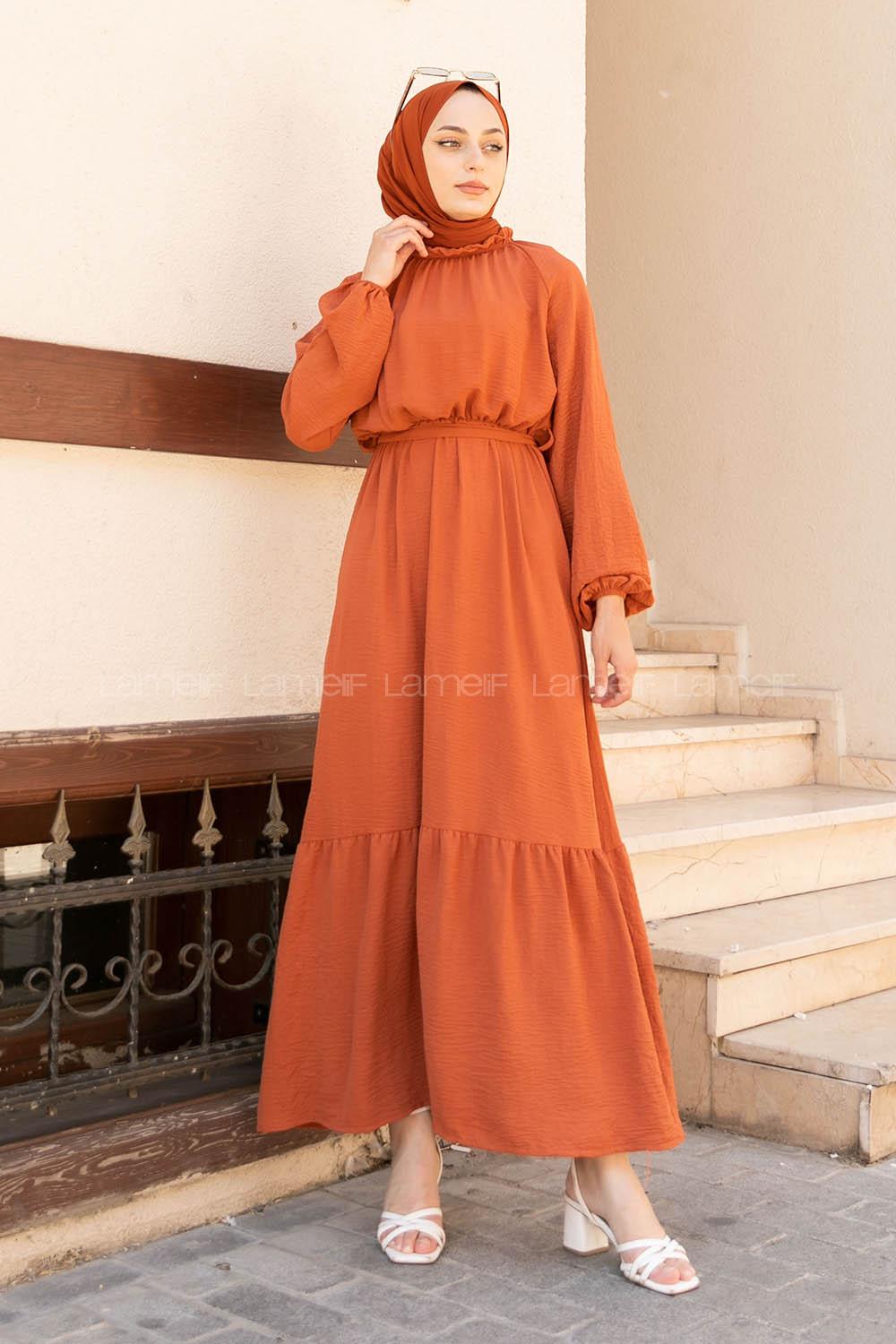 Tile Foulard Neck Ayrobin Unprinted Dresess