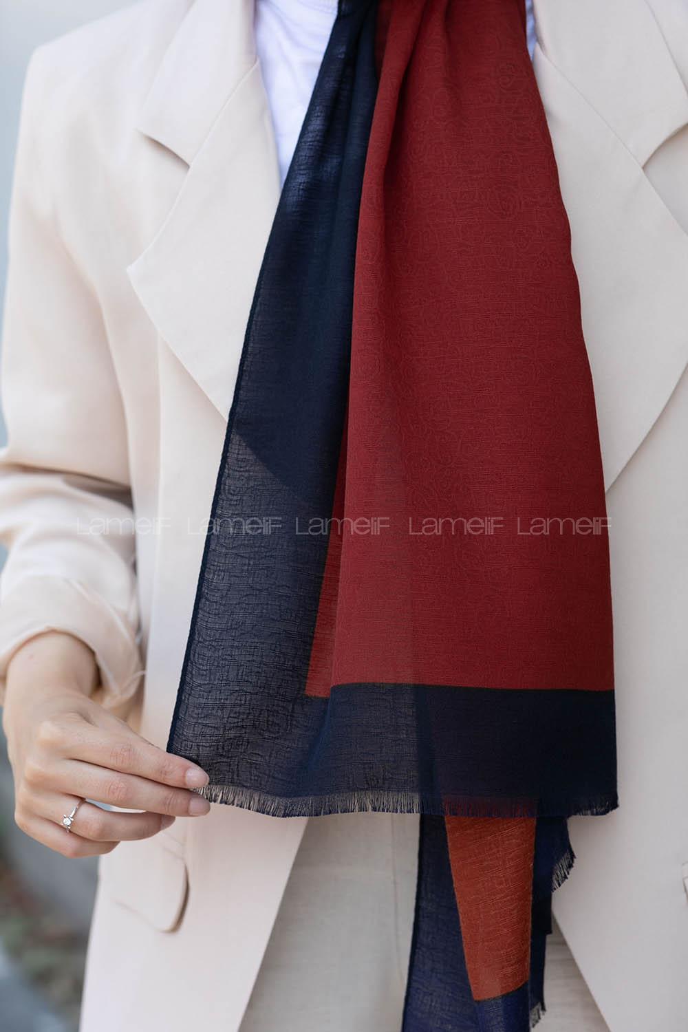 Modalamelif Kiremit Lacivert  Monogram Şal