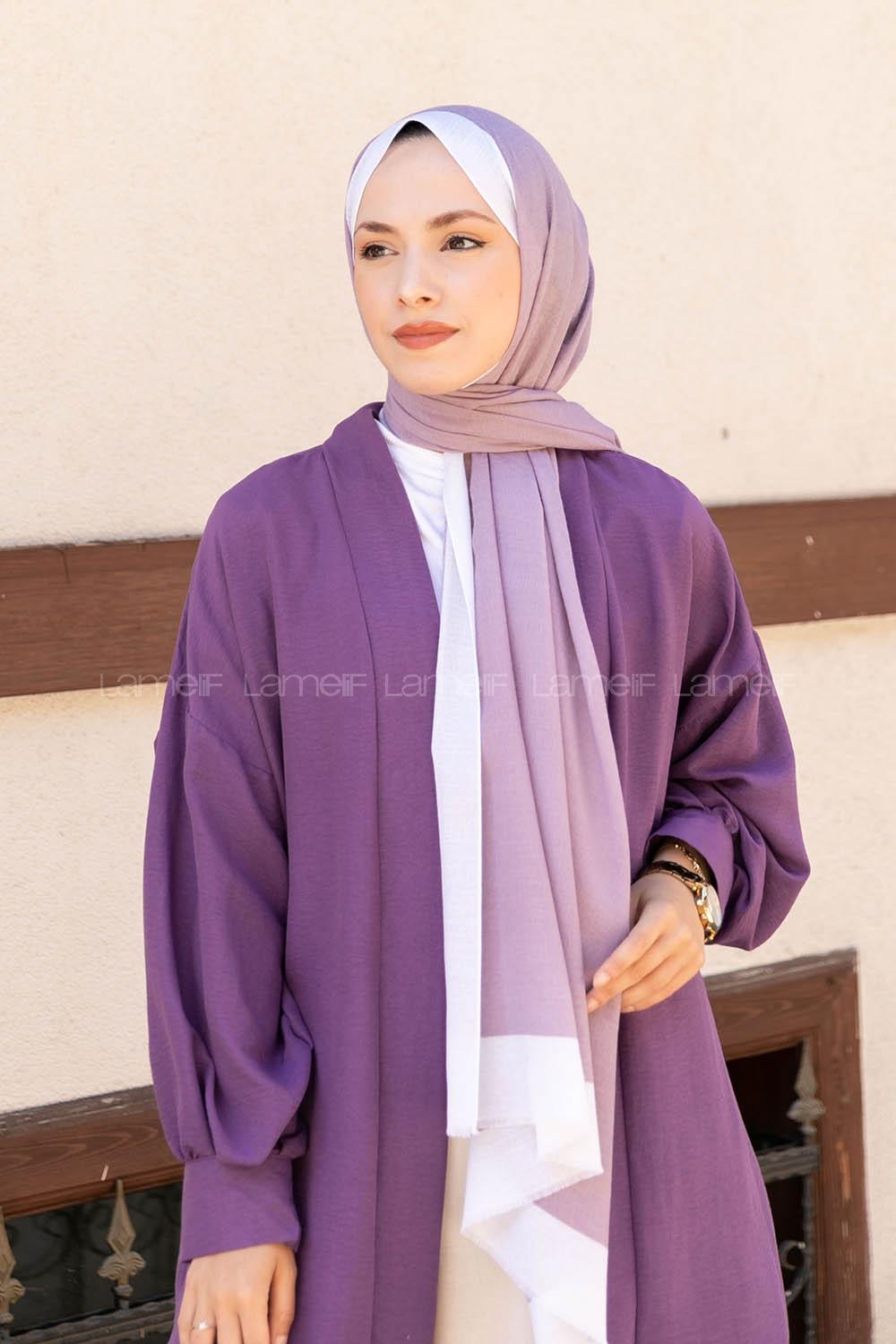 Lamelif Leylak-Ekru Monogram Şal