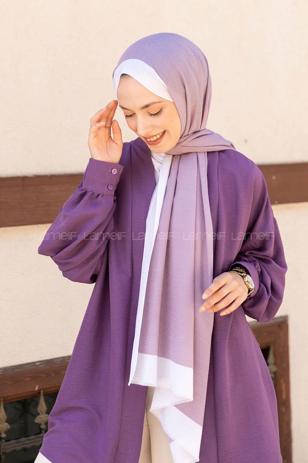 Lamelif Leylak-Ekru Monogram Şal