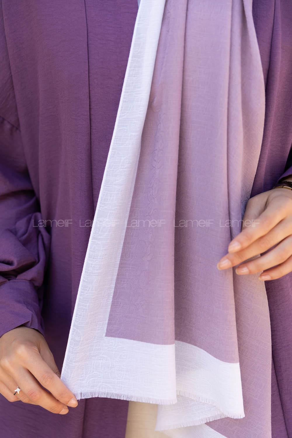 Lamelif Leylak-Ekru Monogram Şal