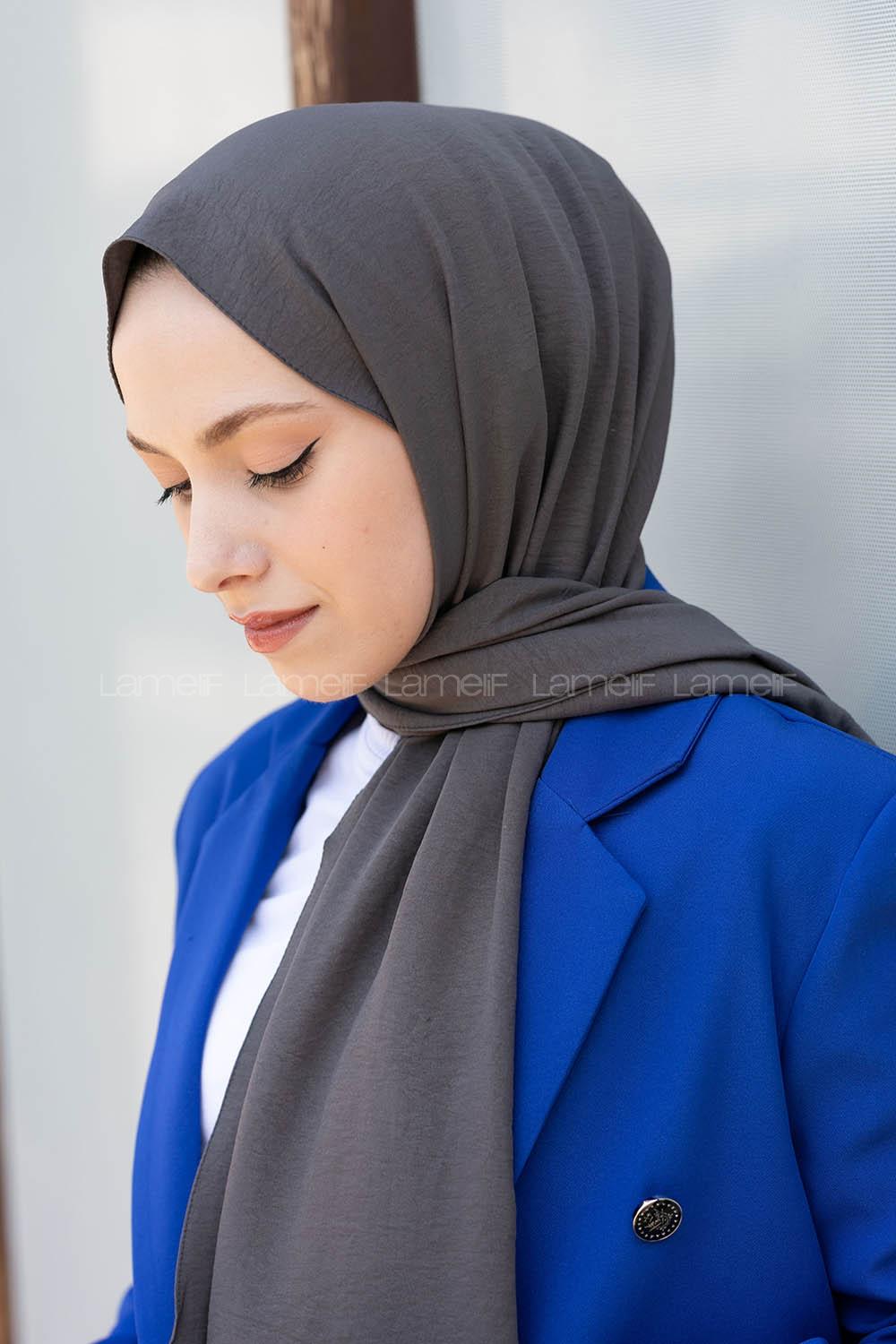 Anthracite Cotton Fabric Straight Shawl