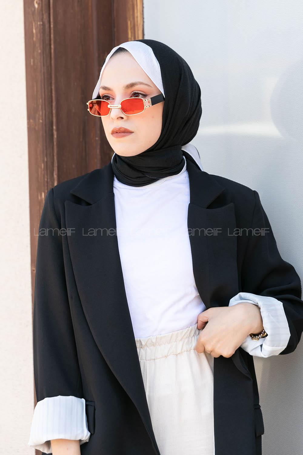 Modalamelif Siyah Ekru Monogram Şal