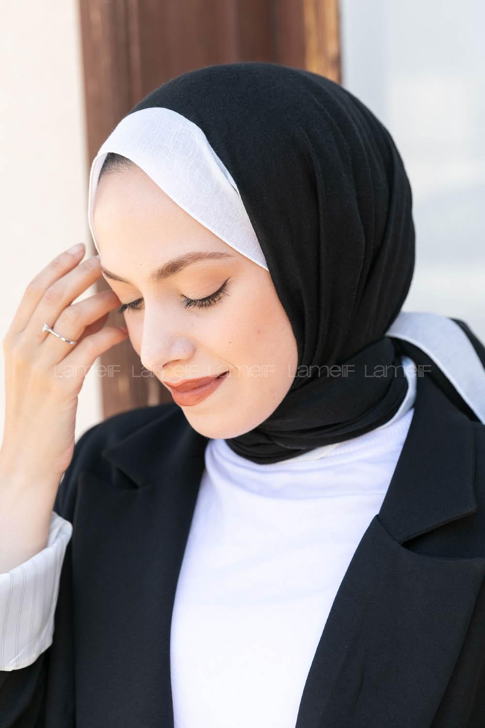 Modalamelif Siyah Ekru Monogram Şal