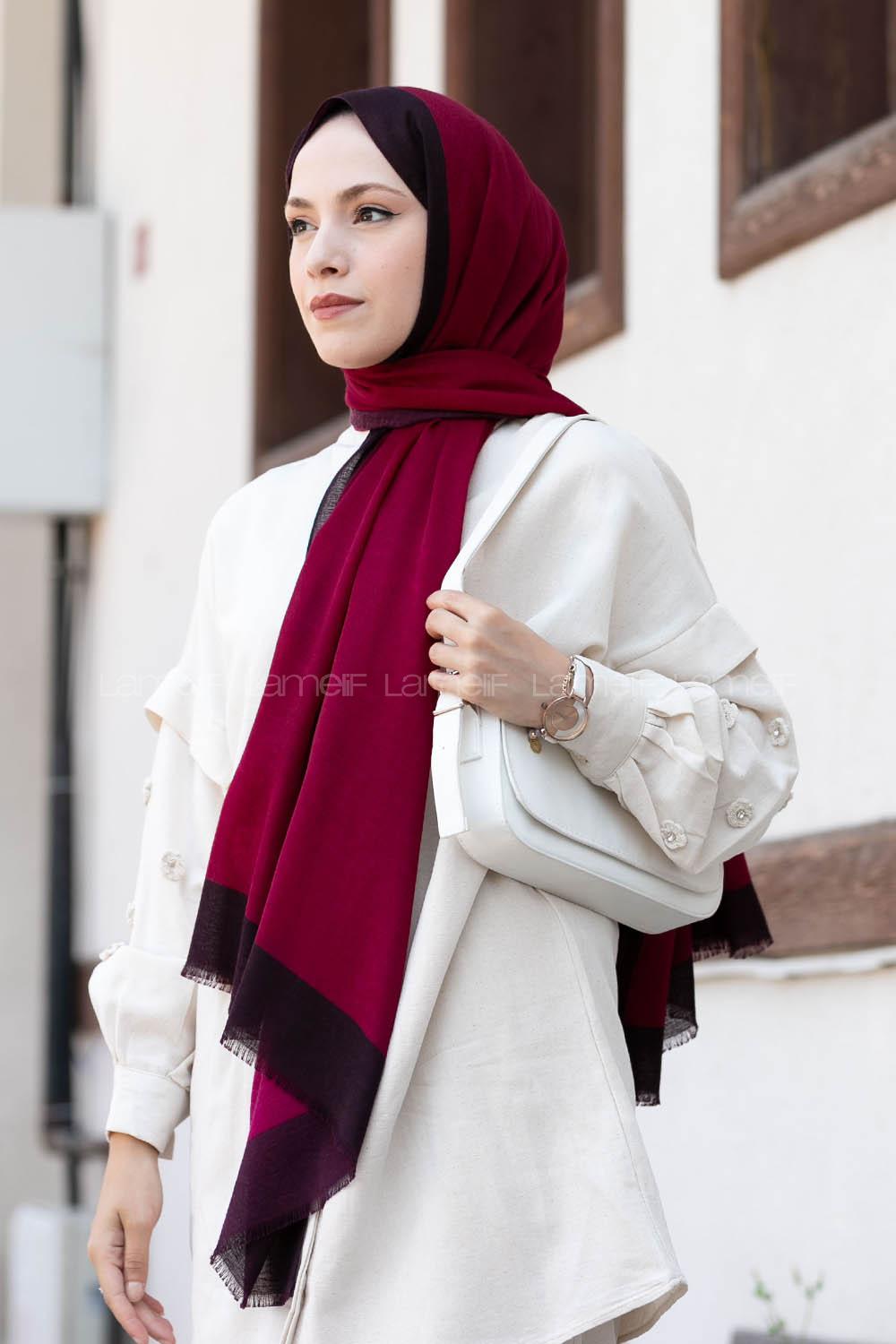 Modalamelif Sklemen mürdüm  Monogram Şal