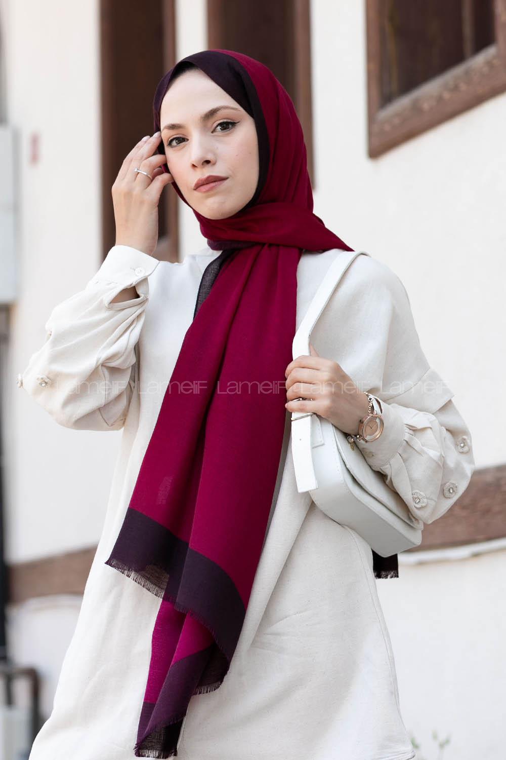 Modalamelif Sklemen mürdüm  Monogram Şal