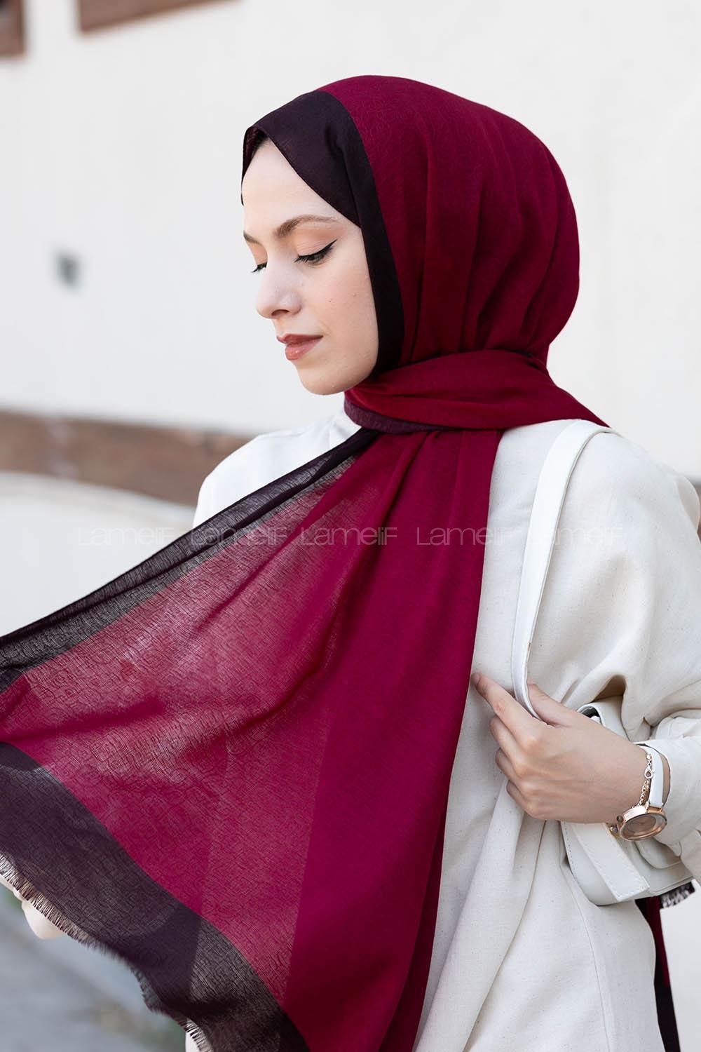 Modalamelif Sklemen mürdüm  Monogram Şal