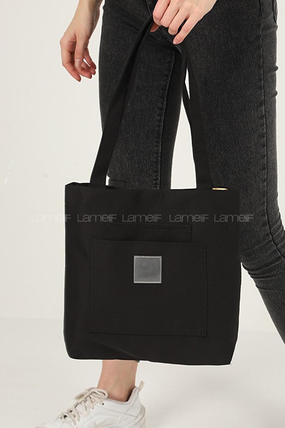 Black Without Accessories Rope Hand Bag Bag