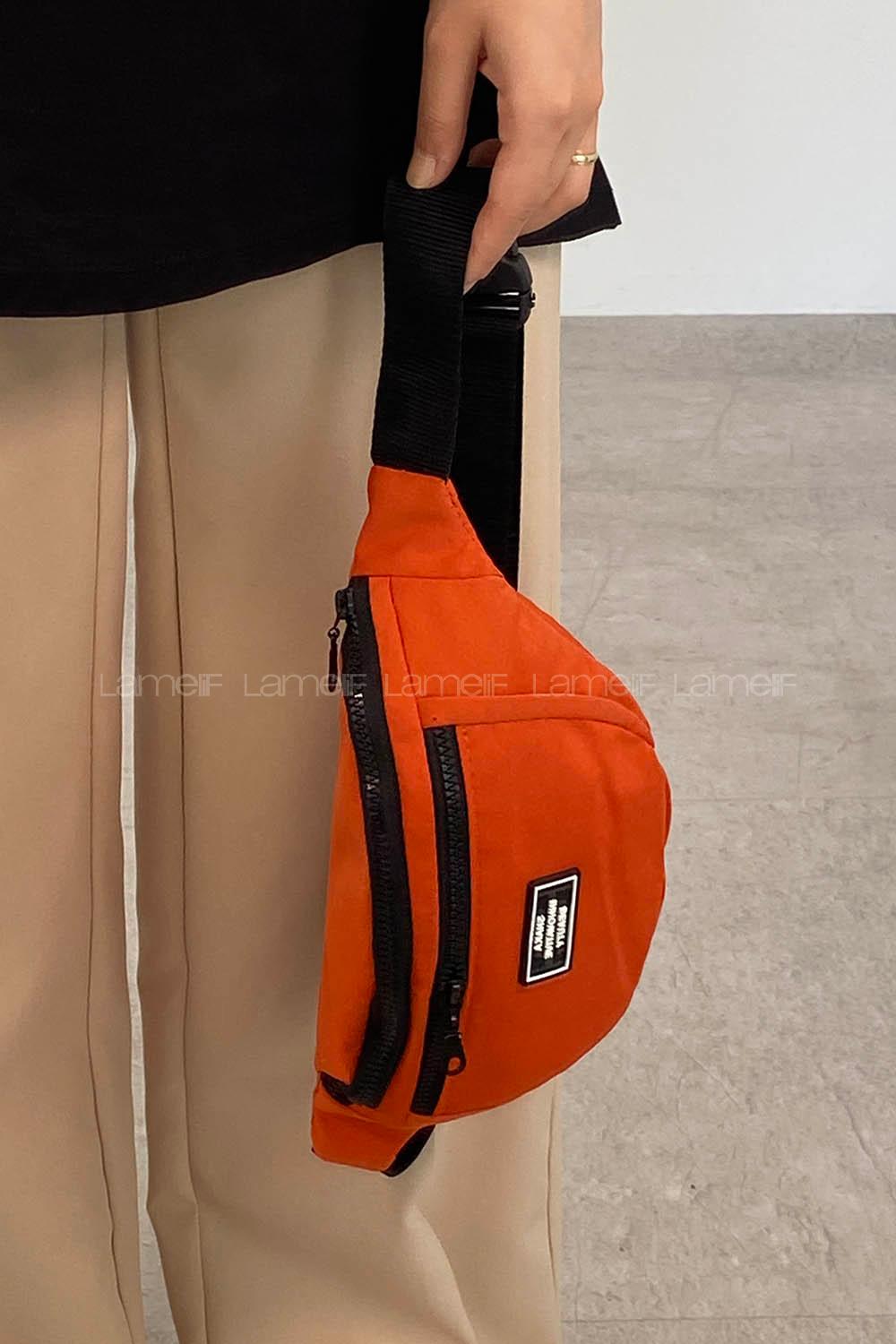 Orange Buckle Skin Hand Bag Bag