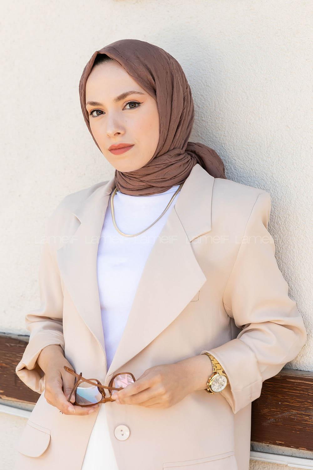 Brown Cotton Fabric Straight Shawl