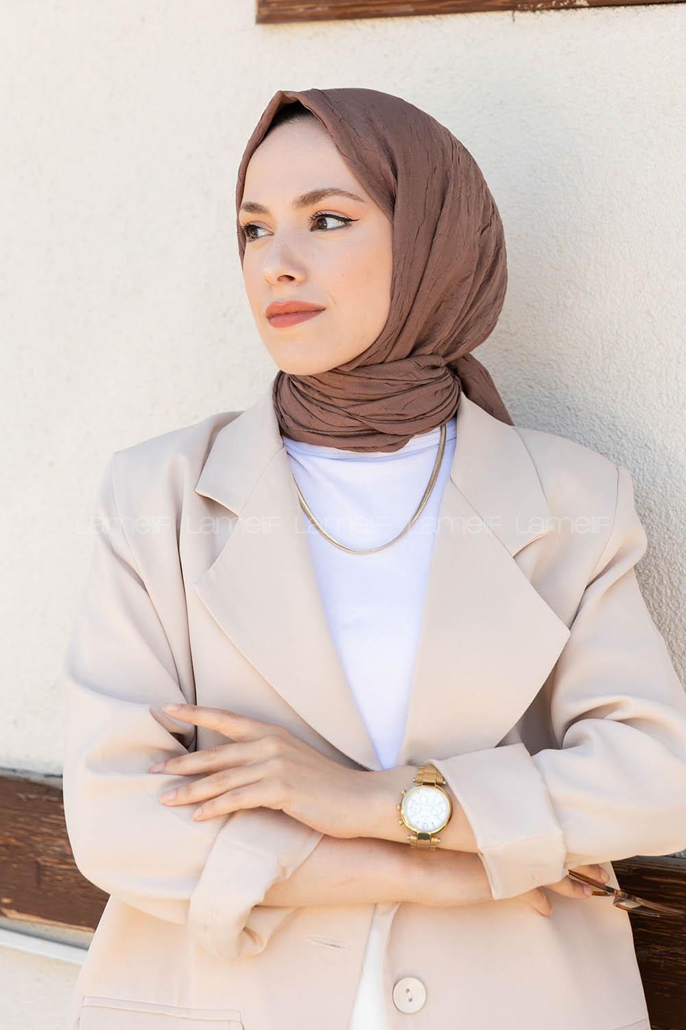 Brown Cotton Fabric Straight Shawl