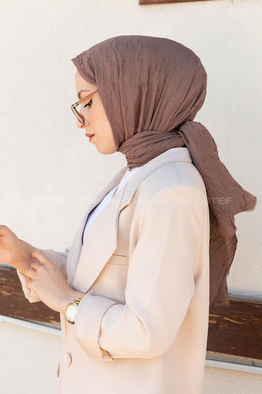 Brown Cotton Fabric Straight Shawl