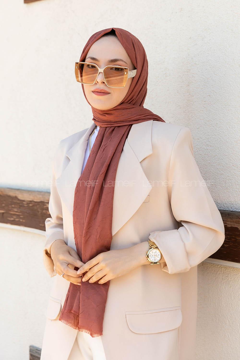 Peach Cotton Fabric Straight Shawl