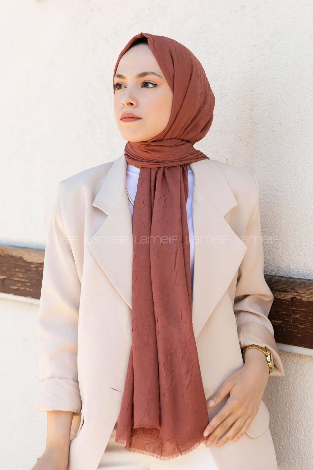 Peach Cotton Fabric Straight Shawl