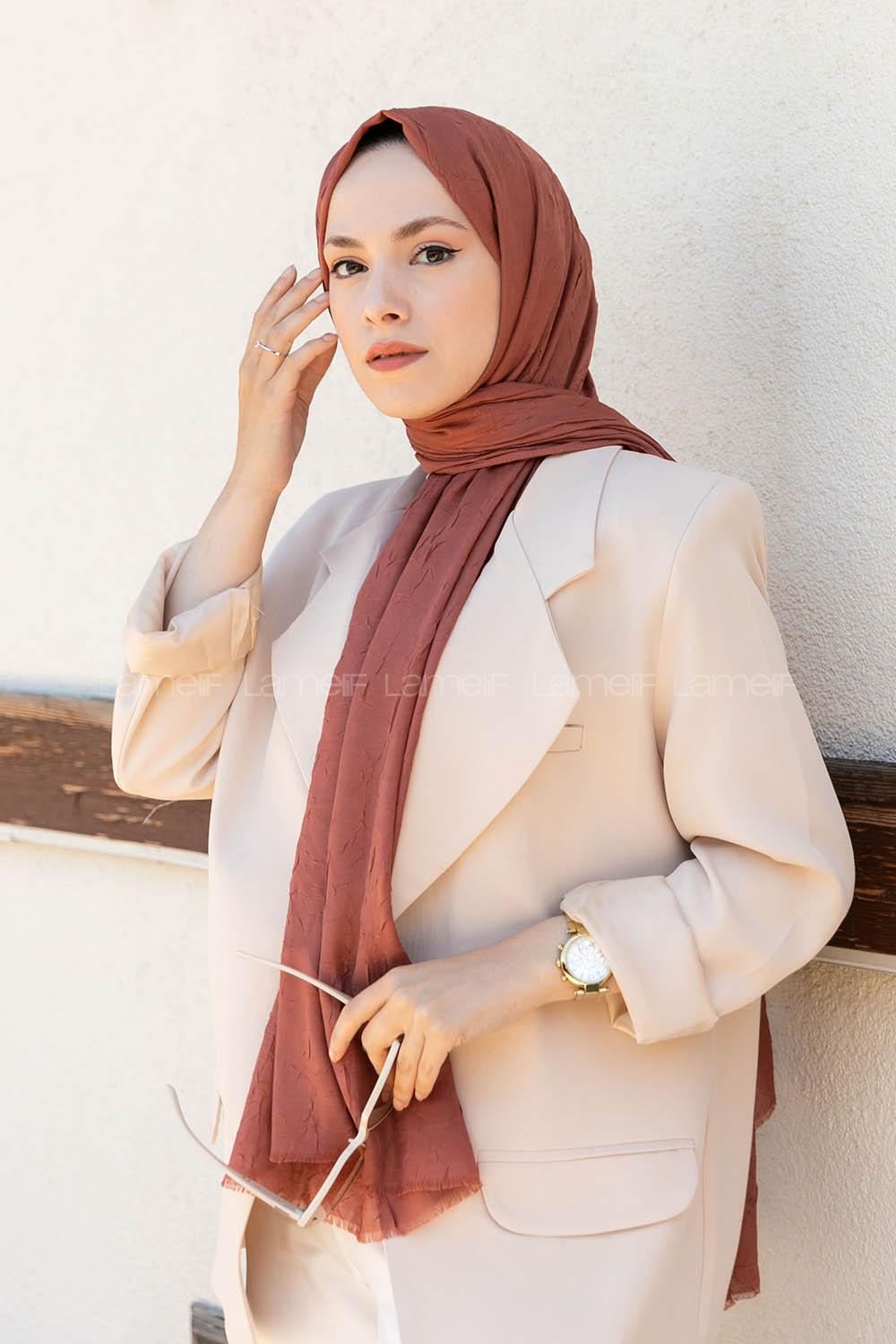 Peach Cotton Fabric Straight Shawl
